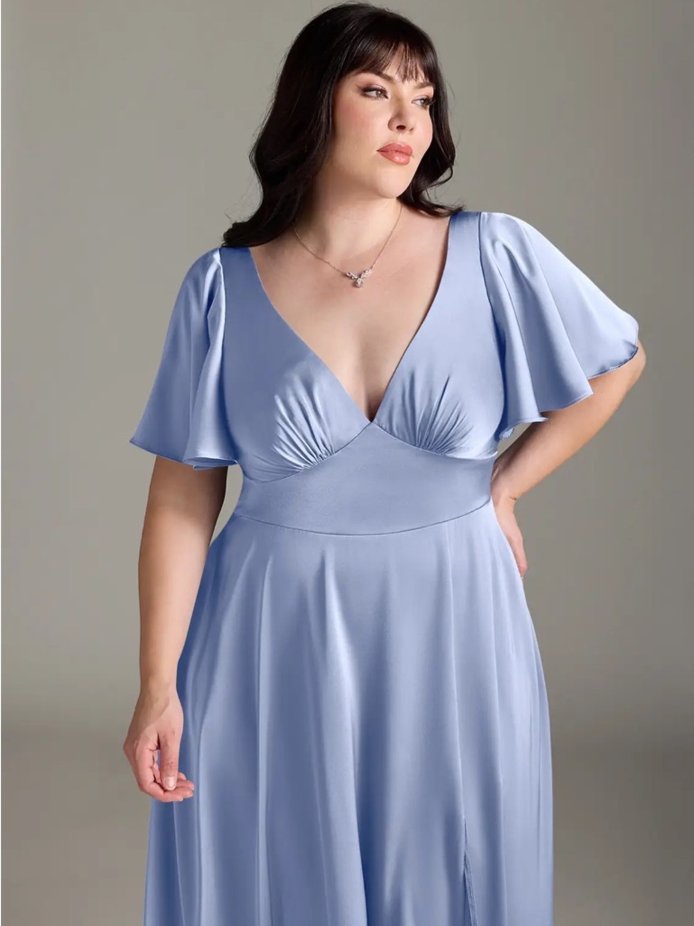 Azazie Kimber Stretch
Ice A-Line Ruched Stretch Satin Dress - Picture 3 of 5